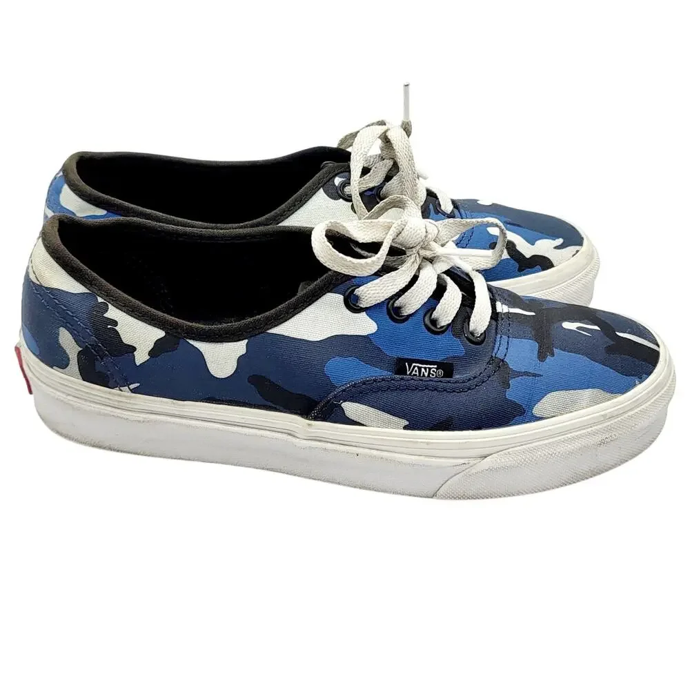 Vans Blue Pop Camo Camouflage Low Top Lace Up Sneakers Women’s Size 6.5 Men’s 5